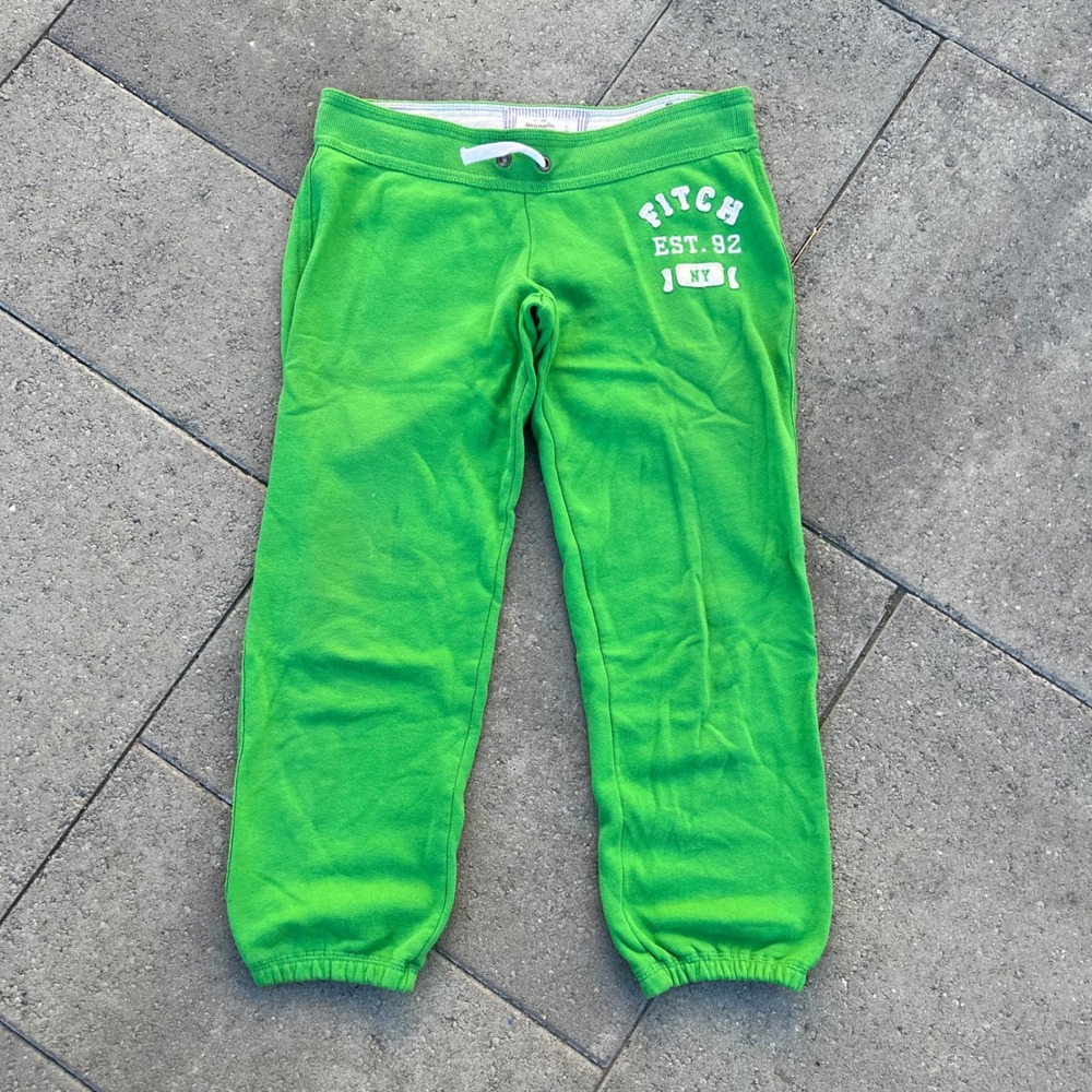 Abercrombie & Fitch Green Low Rise Cropped Sweatpants Joggers Small Y2K Est 92